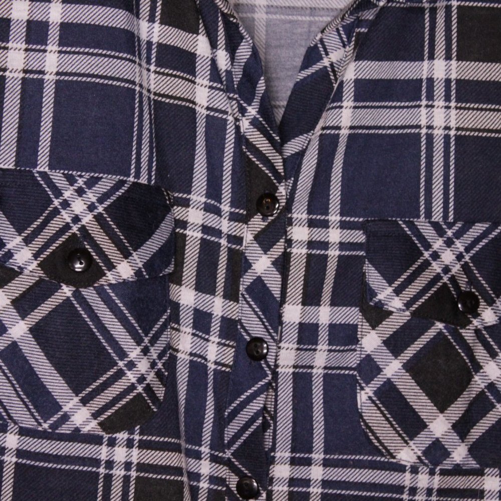 G. collection blue plaid 3/4 sleeve button up shirt with poc… - Picture 2 of 6